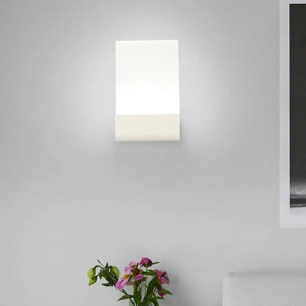 Modern black rectangular led wall sconce with two-tone translucent white and matte cream base bulb included for bedroom lighting
