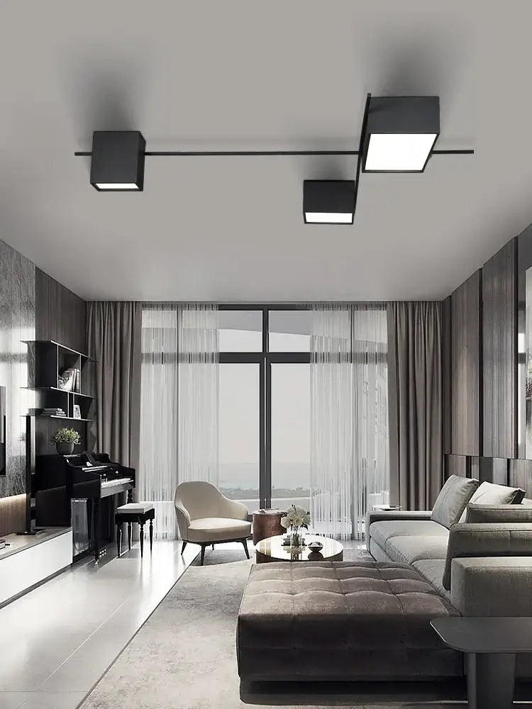 Modern black rectangular led ceiling lamp with minimalist design for dining room decorbites led ceiling lighting