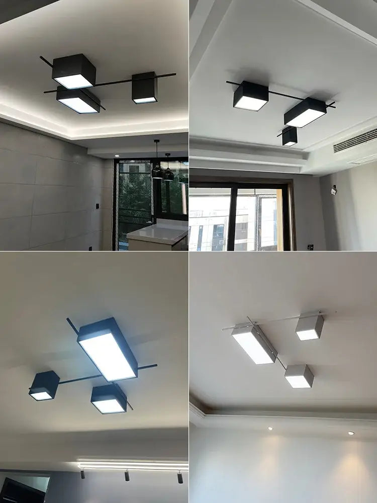 Modern black rectangular led ceiling lamp with sleek metallic arms for dining room decorbites led ceiling lighting
