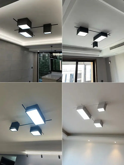 Modern black rectangular led ceiling lamp with sleek metallic arms for dining room decorbites led ceiling lighting