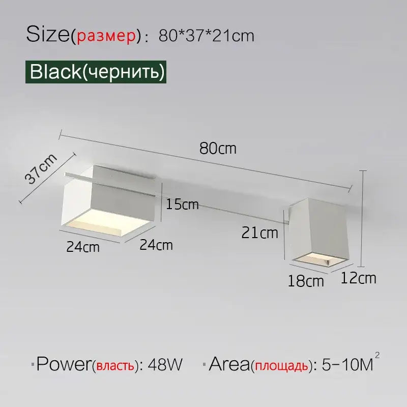 Modern black rectangular led ceiling lamp with two units ideal for dining room decorbites led ceiling lighting