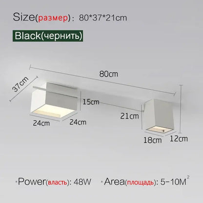 Modern black rectangular led ceiling lamp with two units ideal for dining room decorbites led ceiling lighting