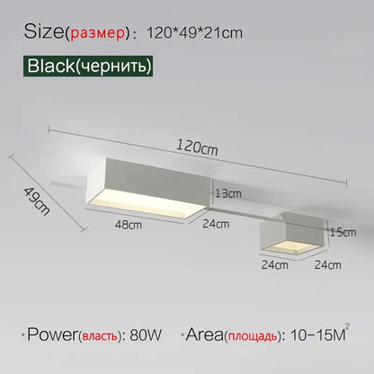 Modern black rectangular led ceiling lamp with sleek design and two illuminated panels ideal for dining room decorbites led ceiling