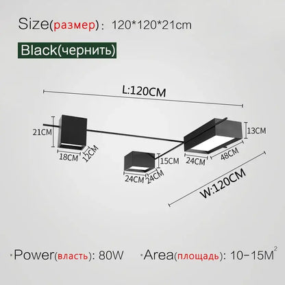 Modern black rectangular led ceiling lamp with three panels for dining room decorbites led ceiling lighting