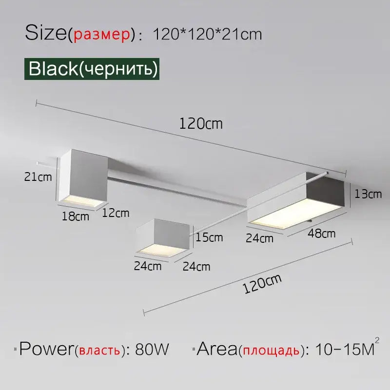Modern black rectangular led ceiling lamp with three illuminated panels for stylish dining room decorbites led ceiling lighting