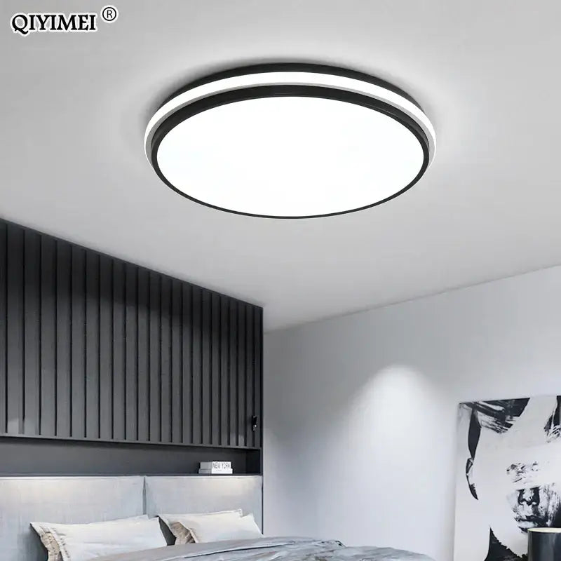 Modern black rectangular led ceiling lamps for living room featuring a sleek circular decorbites led ceiling light by qiyimei