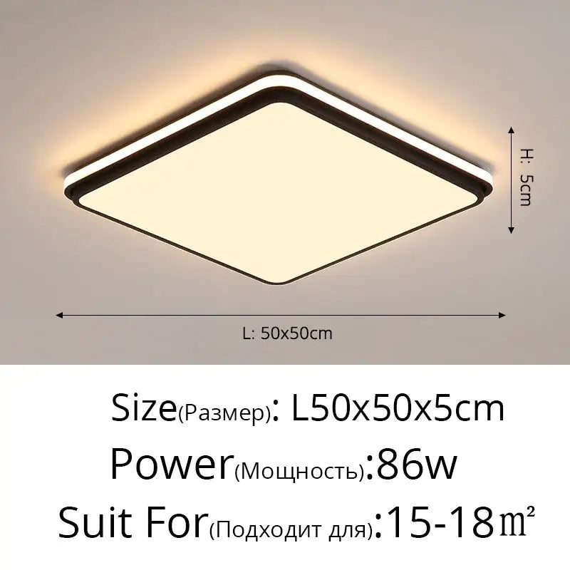 Modern black rectangular led ceiling lamps with sleek frame and warm white decorbites led ceiling illumination for living room