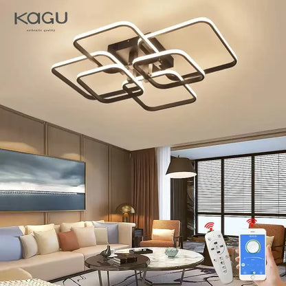Modern black rectangular led ceiling light by kagu with sleek metal frame and illuminated panels for living room decorbites led ceiling