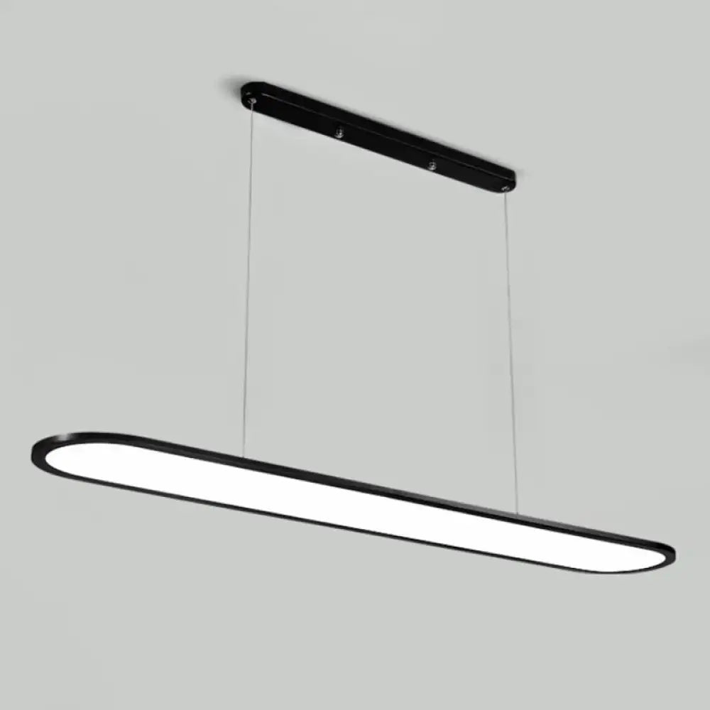 Black oval-shaped led pendant light with acrylic shade featuring an ultra-thin design and adjustable cord length