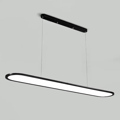 Black oval-shaped led pendant light with acrylic shade featuring an ultra-thin design and adjustable cord length