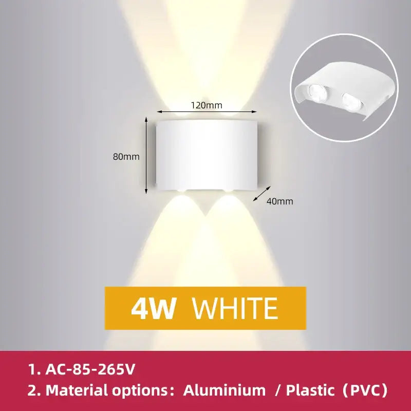 White dual-head cylindrical led wall light fixture with angled beams for modern garden or living room decorbites led wall use