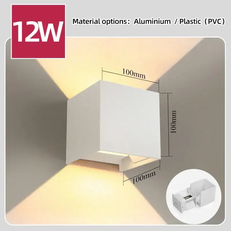 Modern black rectangular led wall light featuring a white cube-shaped 100mm wall light in aluminum or pvc decorbites led wall design