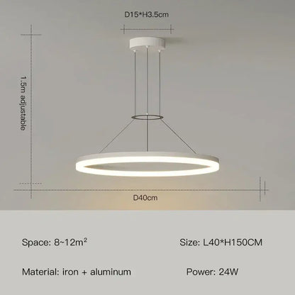 Modern white circular led ceiling light with sleek iron and aluminum frame for decorbites black ring pendant chandelier