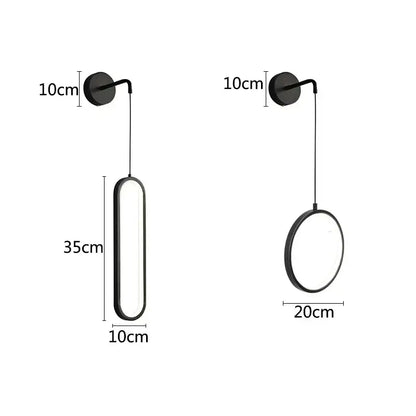 Modern black ring led wall lamp featuring sleek black-framed oval and circular sconces for bedroom decorbites black ring