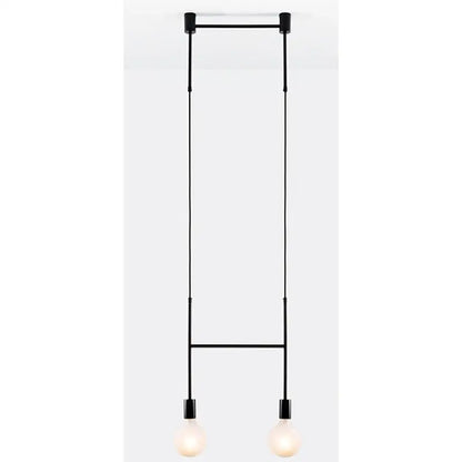 Modern black rose gold metal ladder-style pendant light with two exposed bulbs ideal for dining room decorbites black rose
