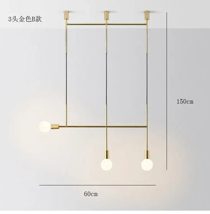 Modern black and rose gold minimalist pendant light with gold-toned geometric frame and three spherical bulbs for dining room decorbites black rose gold