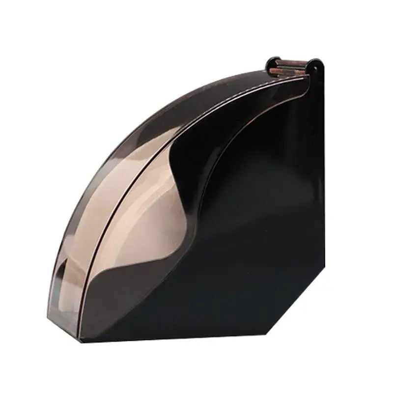 Modern black and rose gold wave coffee filter dispenser with glossy black plastic holder and transparent front panel