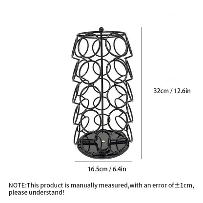 Modern black rotatable dolce gusto capsule rack with circular wire loops and flat base for kitchen storage decorbites dolce gusto