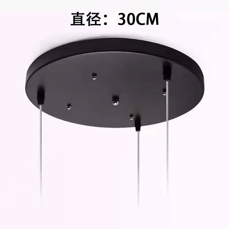 Modern black round ceiling plate with 30cm diameter and four slender metallic rods for living room lighting decorbites black round ceiling