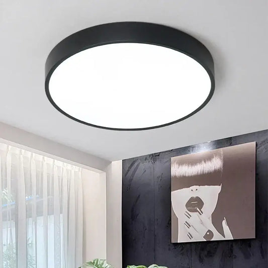 Modern black round dimmable led ceiling light by decorbites with sleek design ideal for bedroom lighting decor