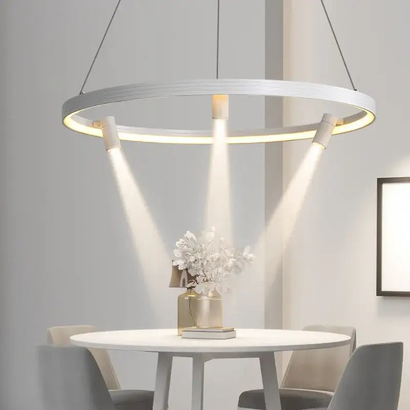 Modern black round spotlight pendant light with integrated white circular pendant light for dining room decorbites black round