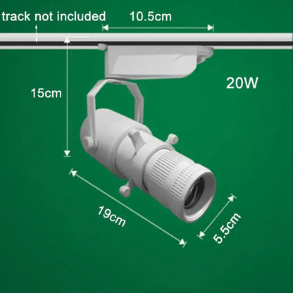 Modern black and silver decorbites adjustable led white 20w track spotlight with adjustable head and textured lens housing