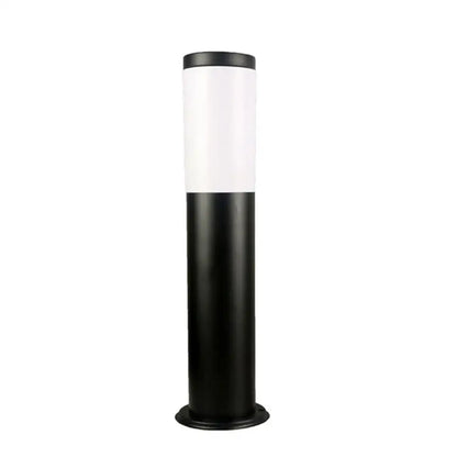 Modern black and silver cylindrical bollard path light with sleek design for black silver landscape decorbites garden use
