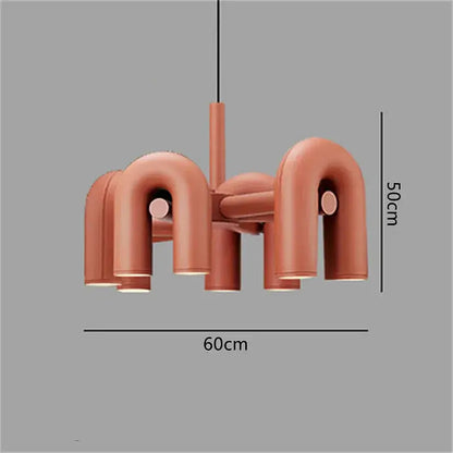 Modern terracotta u-shaped pipe pendant light with minimalist black and silver tube wall lamp design for bedroom sconce