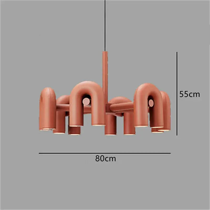 Modern terracotta u-shaped pendant light with sleek minimalist design for use as a tube wall lamp bedroom sconce