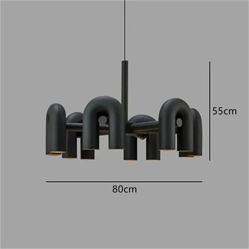 Modern black tube wall lamp with matte U-shaped arms and central rod for minimalist bedroom sconce lighting