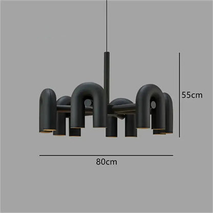 Modern black tube wall lamp with matte U-shaped arms and central rod for minimalist bedroom sconce lighting