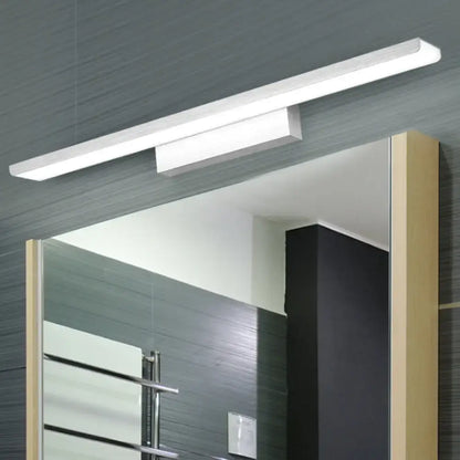 Modern black silver rectangle bathroom wall vanity light aluminum with sleek white led design mounted above mirror