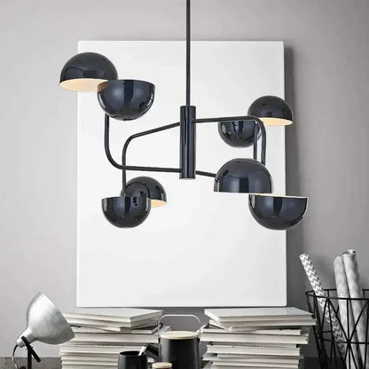 Modern black spherical pendant lamp with minimalist design decorbites abstract art chandelier for living room decor
