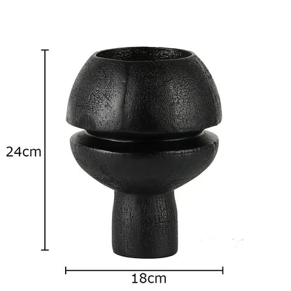 Modern decorbites black spherical textured ceramic vase with rounded top and flared base for living room decor