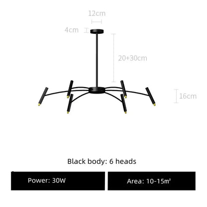 Modern black sputnik chandelier metal light fixture with six slender arms and gold tipped ends for living room decorbites black sputnik