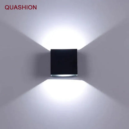 Modern black square 12w cob led wall lamp with sleek metallic base emitting bright focused beams for living room decorbites 12w cob led