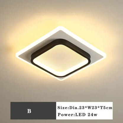 Modern black square led ceiling lamp with white frame and black border providing warm ambient bedroom lighting decorbites led ceiling