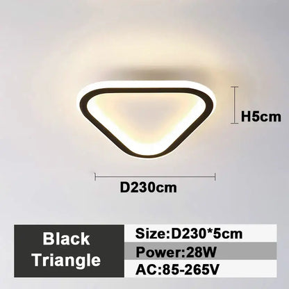 Modern black square led ceiling lamp with triangular design and warm led illumination for bedroom lighting decorbites led ceiling