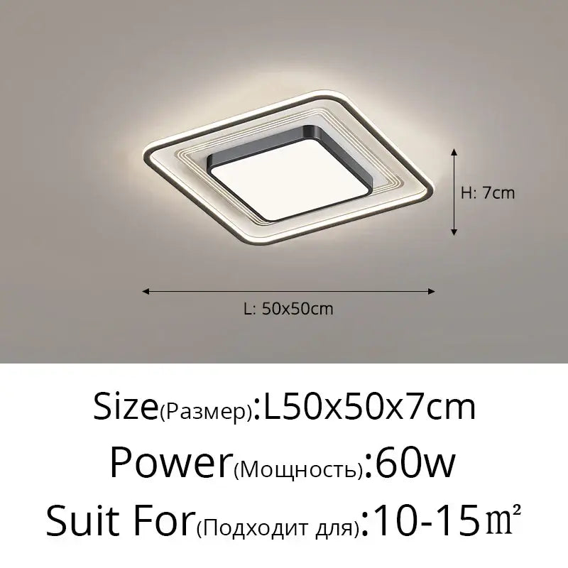 Modern black square led ceiling light with sleek silver frame and frosted glass panel for living room decorbites led ceiling