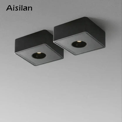 Modern black square led ceiling light with recessed circular fixtures featuring decorbites 12w for living room use