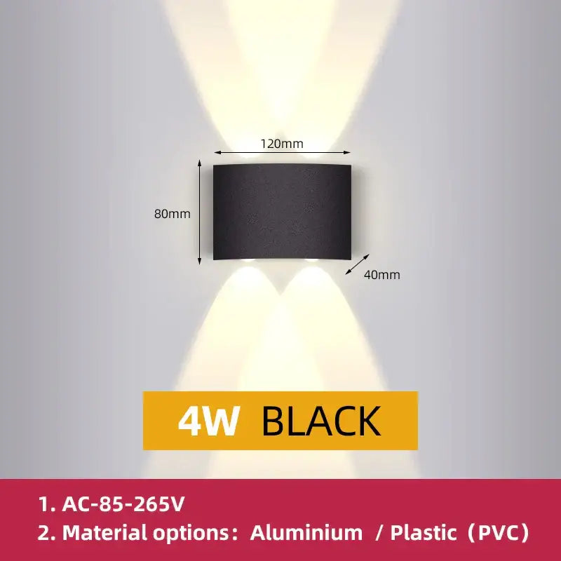 Modern black square led wall light with dual-directional lighting and sleek rectangular design for bedroom decorbites led wall use