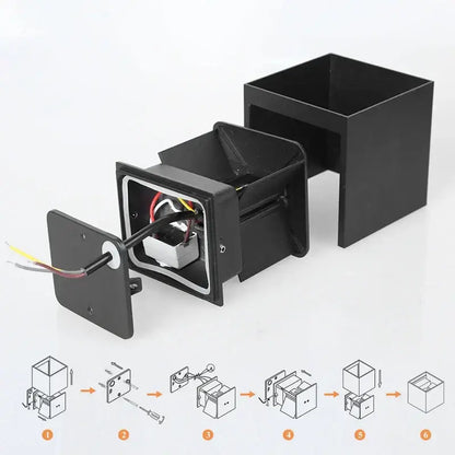 Modern black square led wall light with visible internal wiring for bedroom decorbites led wall lighting decor