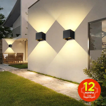 Modern black square outdoor wall light with warm focused led lighting for waterproof bedroom decorbites led wall light