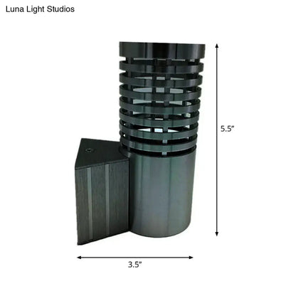 Modern black stacked ring wall lamp kit outdoor sconce with chrome finish and matching mounting bracket for exterior use