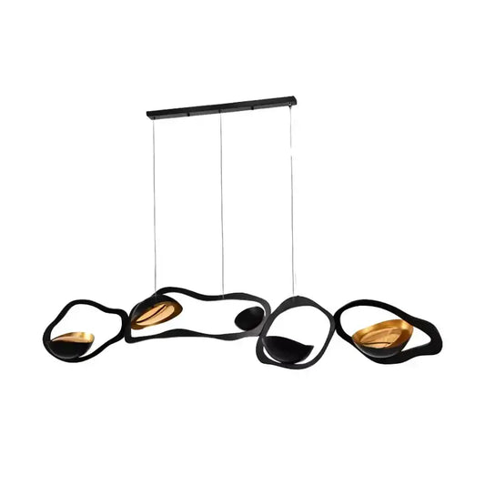 Modern black stainless steel abstract chandelier with gold organic flowing shapes for living room decorbites black stainless steel