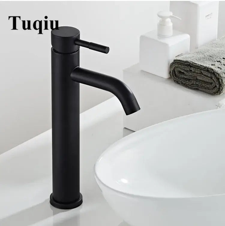 Modern black stainless steel basin faucet with matte finish and sleek cylindrical body for bathroom sink mixer decorbites black stainless