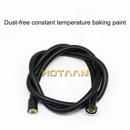 Modern black stainless steel flexible shower hose with black corrugated hose and brass fittings for durable bathroom use