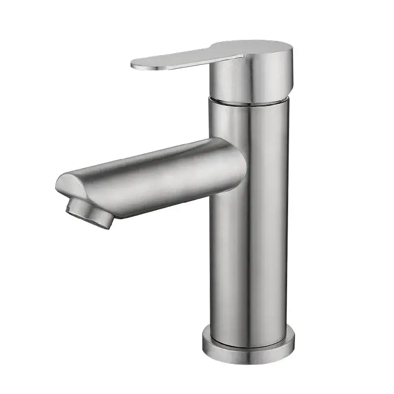 Modern black stainless steel single handle bathroom faucet with brushed stainless steel finish and minimalist design by decorbites