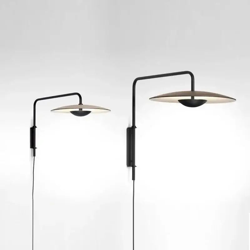Modern black swing arm wall lamp with beige shades iron art sconce by decorbites for elegant bedroom lighting