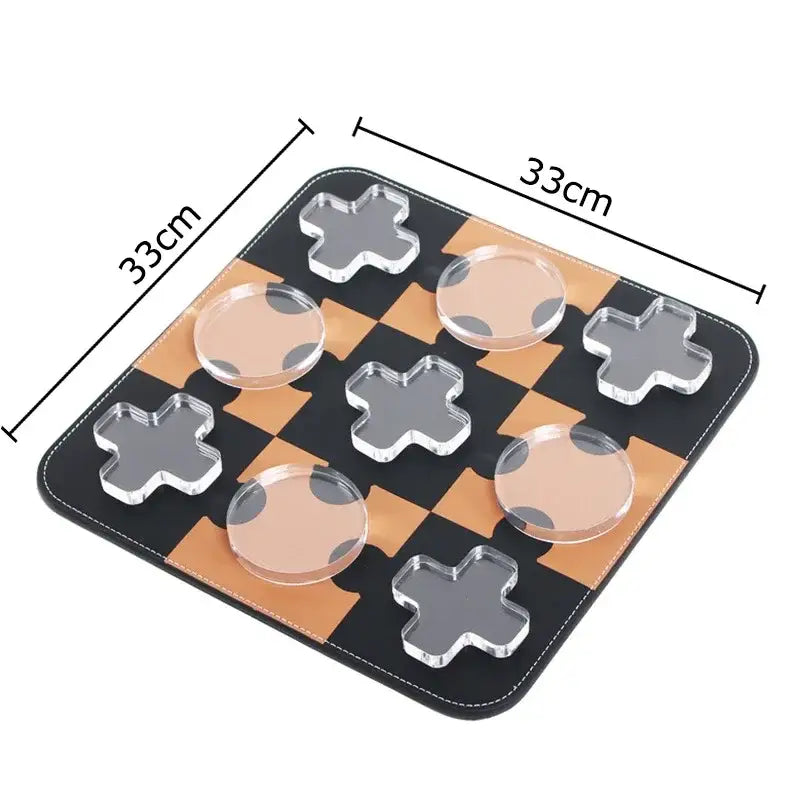 Modern black and tan acrylic tic-tac-toe chessboard set with x-shaped and round pieces for living room decorbites acrylic decor